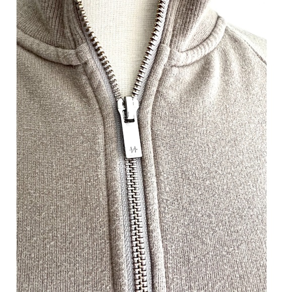 NAADAM Cotton/Cashmere Blend 1/4 Zip Pullover Top in Taupe - S - Picture 2 of 12